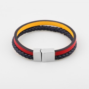 Gioielli in pelle di moda Bracciale in vera pelle Bracciale in pelle intrecciata multistrato Acciaio inossidabile