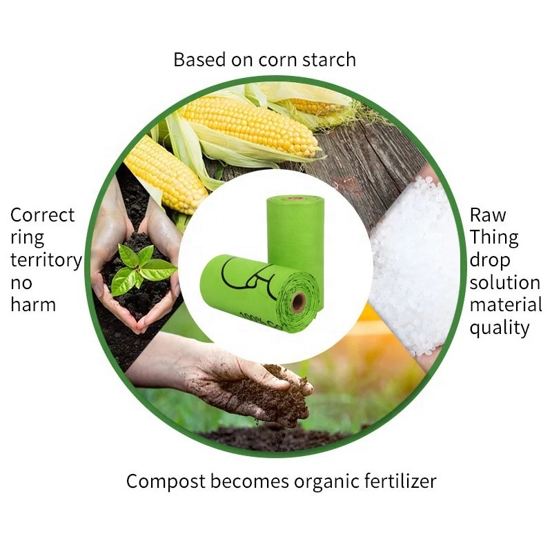 Whole Sale Compostable Smaltible Pet Poop Bags Eco Friendly Dog Poop Bags Cornamido Biodegradabili Bags