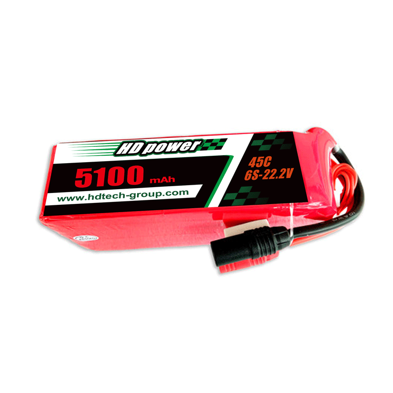 HD POWER 5100mAh 45C 6S 22.2V batteria di lipo