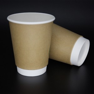 Bicchiere di carta da caffè kraft puro a doppia parete