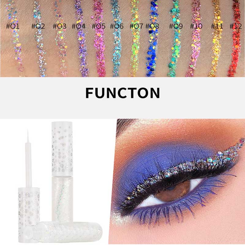 Colorato luminoso flash liquido liquido cosmetico di lunga durata eyeliner