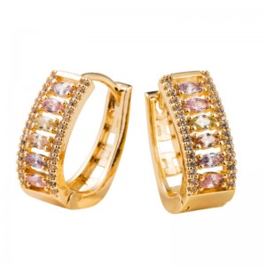 Orecchini Dongdaemun, orecchini di temperamento popolari femminili, zirconi intarsiati in rame e orecchini francesi in oro elettroplavato