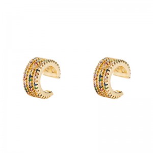 Ins New European and American Men \\\\ \'S E Women \\\\\' s Orecchio Bone clip in rame Micro-Inlaid Color Zirconio Semplice clip auricolari senza piercing orecchini hip-hop