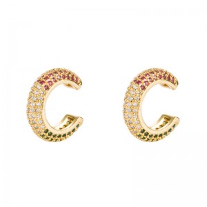 Orecchini europei e americani in ottone placcato oro con orecchini a colori zirconi uomini e donne hip-hop senza clip auricolari trafitto