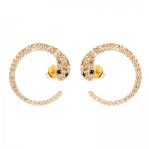 INS EUROPEO E AMERICANO NUOVO PRODOTTO ORECCHINI DEL PRODOTTO Orecchini esagerati Personalizzazione Orecchini a forma di serpente Micro-intarsiato Zircone Hip-Hop A forma di Orecchini a serpente a forma di C