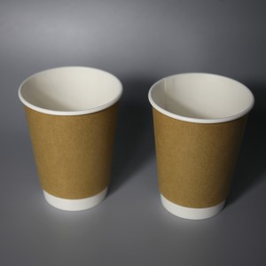 350ml PE/pla fodera doppia tazza di carta da parete 12 oz- kraft