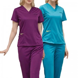 Anti-rughe Donne Infermiera Scrub Set Tops Pants Uniformi ospedalieri