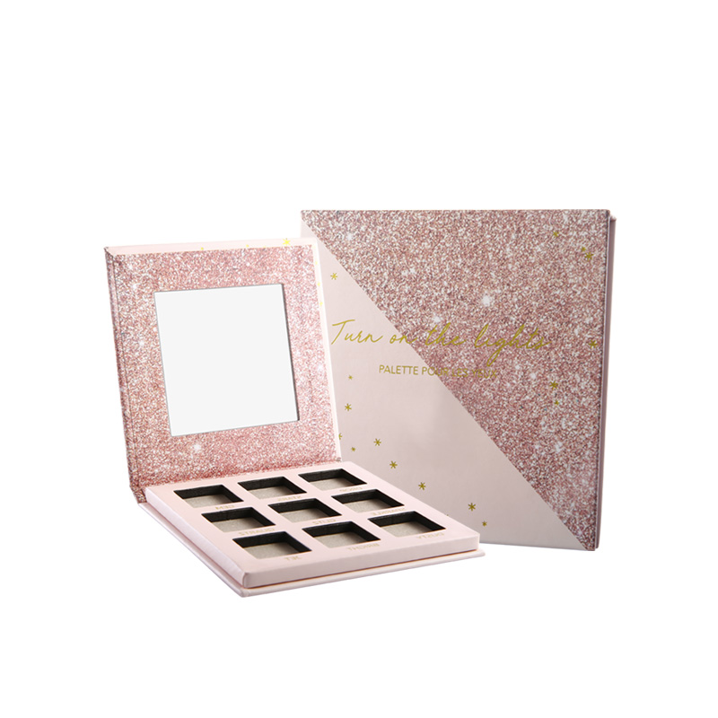 Commercio all'ingrosso creazioni di bellezza scintillante rosa personalizzato tazza di trucco tavolozza privata etichetta makup tavolozza ombretto
