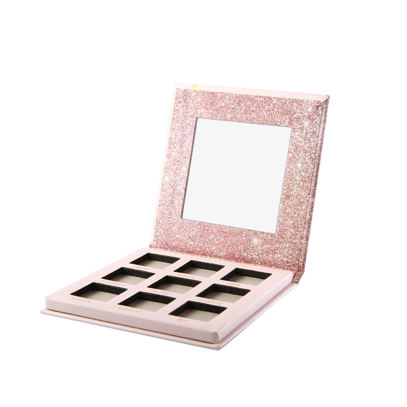 Commercio all'ingrosso creazioni di bellezza scintillante rosa personalizzato tazza di trucco tavolozza privata etichetta makup tavolozza ombretto