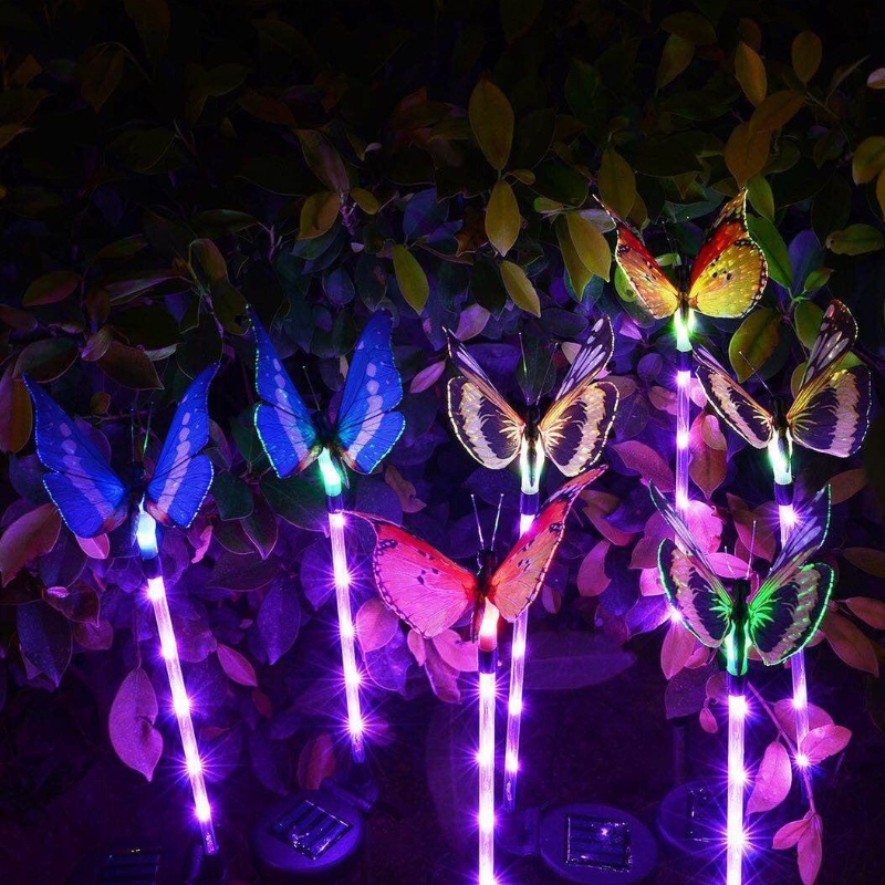 Multi-Color Change LED Giardino Luci solari Fibra ottica Butterfly Luci decorative Giardino Solar Solar Lights