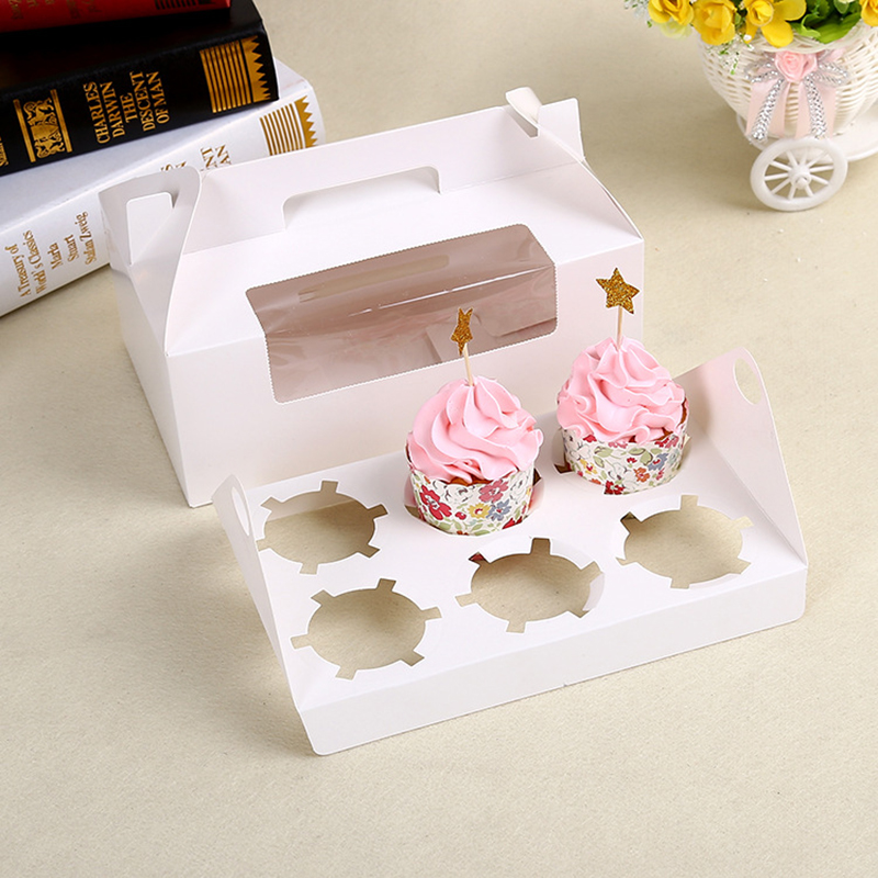 Fancy Cupcake Box 6 Container per pacchetto di cibo per torta