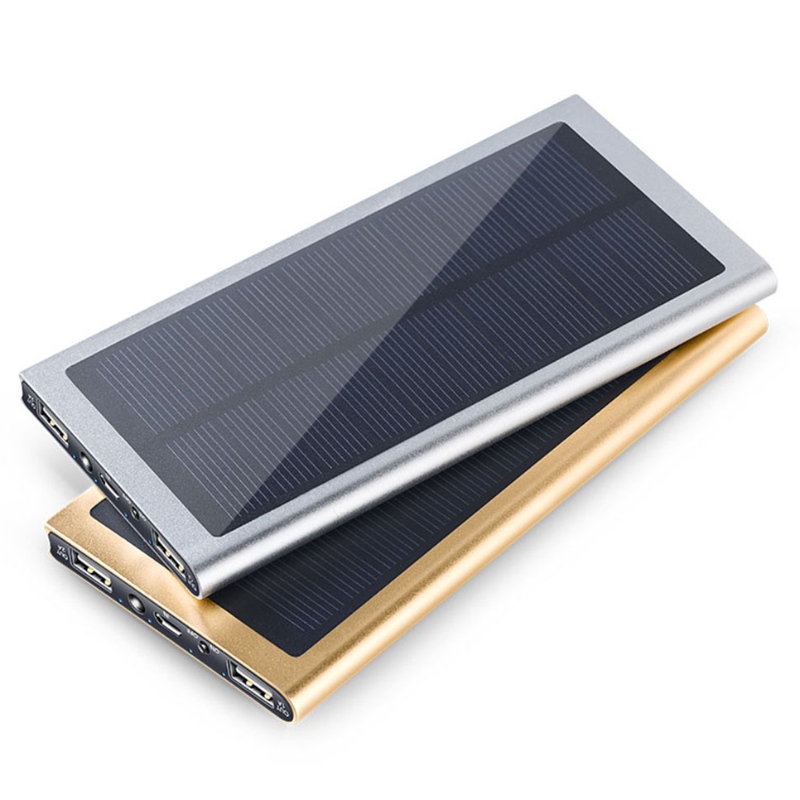 Personalizza Logo Ultra sottile Caricabatteria esterno portatile Dual USB Impermeabile Solar Power Bank 20000Mah