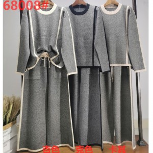 Fashion casual Versatile Set di lino a maglia di due pezzi 68008#