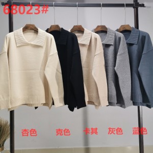 Singolo ed elegante semplice risvolto a maglia singola Top 68023#