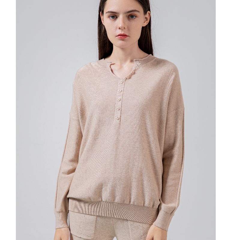 Trend alla moda Casual Joker Foundation Knit Small U Collar Single Top 68035#