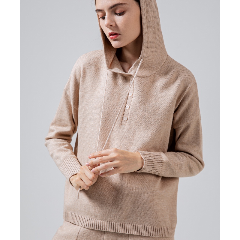 Felpa con cappuccio a maglia semplice e semplice e singola Top 68036#