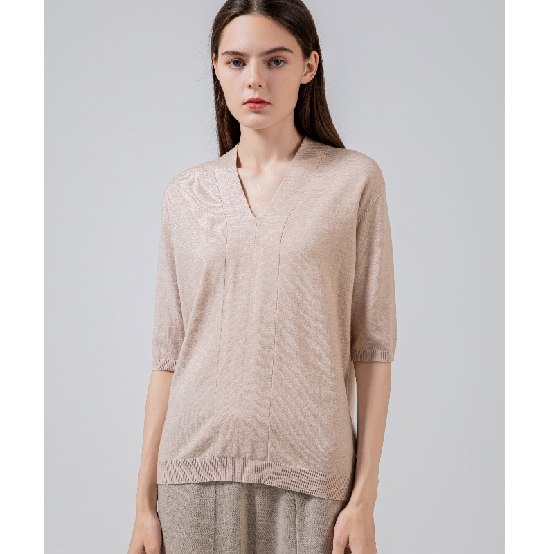 Alla moda e semplice Leisure Joker Foundation Knit Single Seven Minute Manica Top 68050#