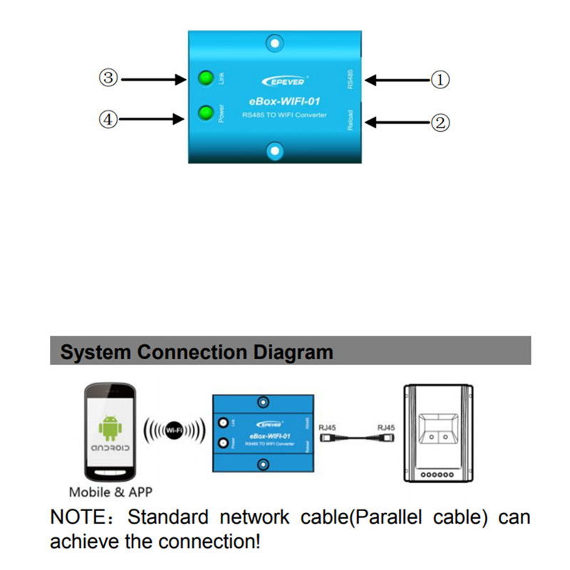 WIFI Serial Server RS485 all'App di supporto WiFi per il controller di SoalR Inverter Epsolar LSB VS-A VS-BN Tracera Tracer-BN SHI