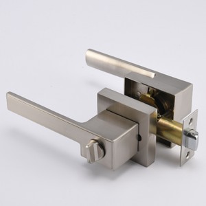 S7809 Leva della porta della privacy quadrata contemporanea per camera da letto o bagno, manopole per porte di chiusura senza chiave incastonate innichel satinato