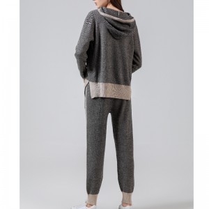 Alla moda Casual Sport Sport Style Maglione a due pezzi Set con cappuccio Set 69053#