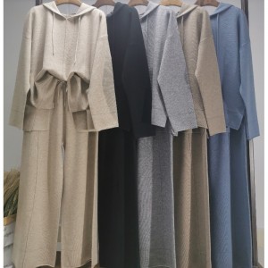 Fashionable feltro di lana semplice e casual feltro di due pezzi cappuccio set 69056_;