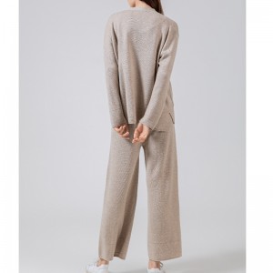 Alla moda casual semplice maglione di lana a due pezzi piccolo cardigan set 69059#