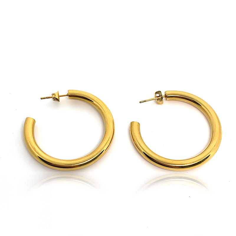 Orecchini solidi placcati in oro in acciaio inox/hoops