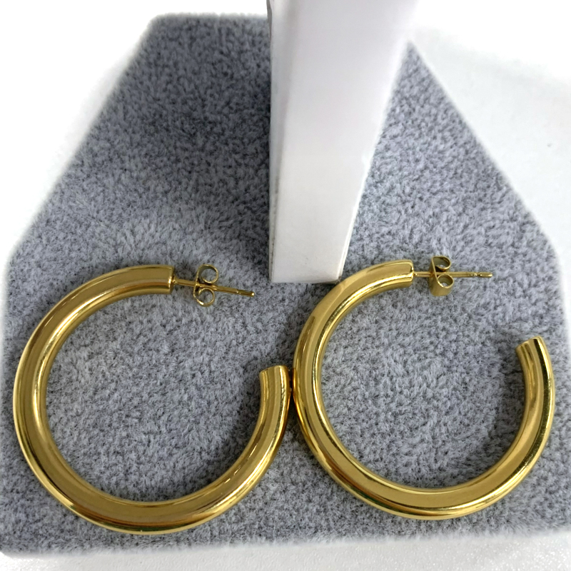 Orecchini solidi placcati in oro in acciaio inox/hoops