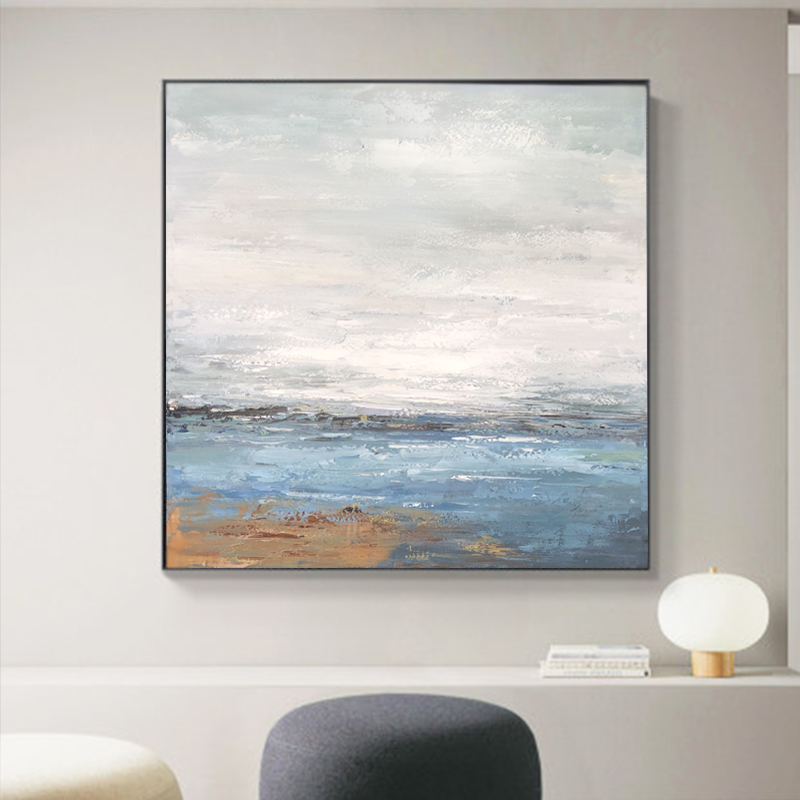 Seascape Pure Handmade Abstract Opere d'arte incorniciata Pittura acrilica Decorazione da parete Canvas Pittura a olio per salotto