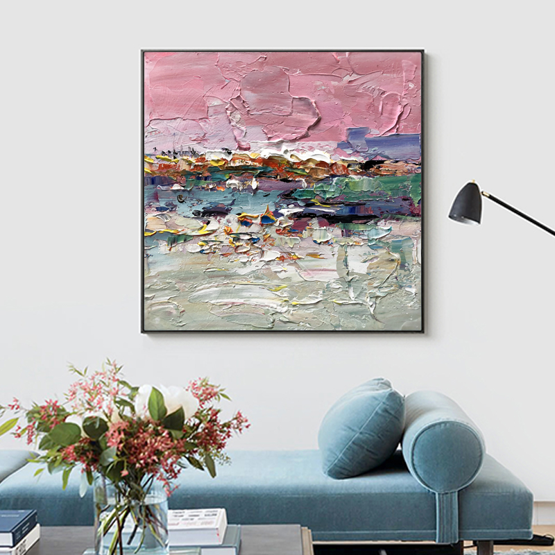 Pink Art Wall Decorative Abstract Abstract Pittura a olio per camera da letto e casa decorativa a mano pittura a olio