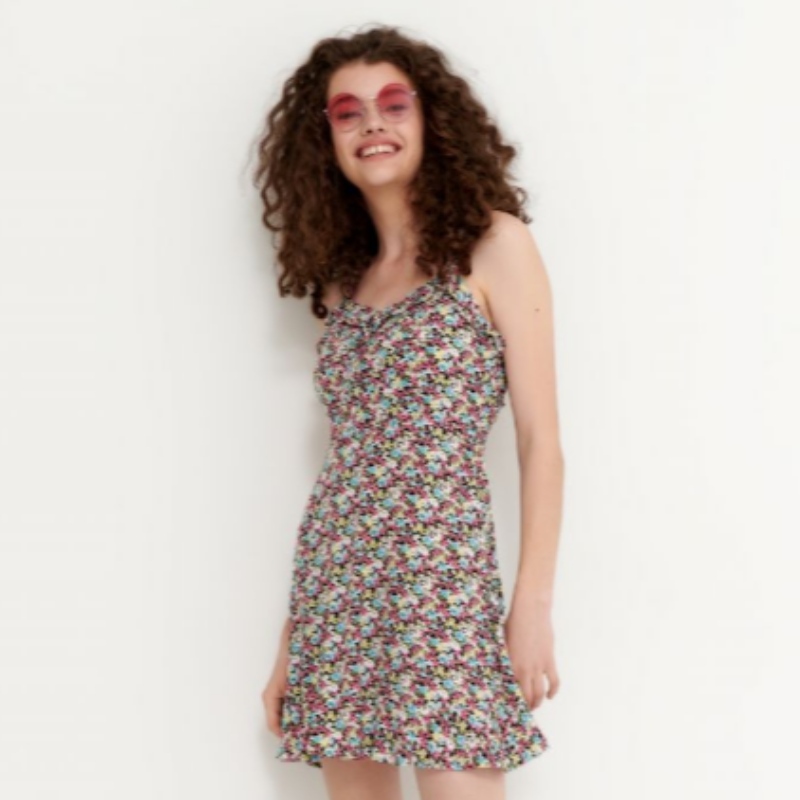 Vestito da viscosa in viscosa floreale Mini lunghezza