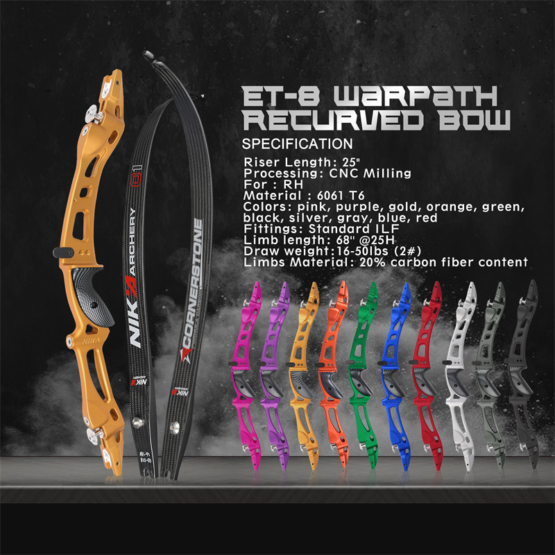 Arco ricurvo di tiro con arco da 68 pollici Nika con arto in carbonio C1 per tiro sportivo all'aperto