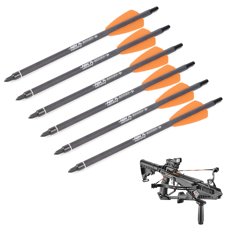Nika Tiro con l'arco 113167-14 7.5inch ID6.2mm Bulloni della balestra di carbonio Bulloni di plastica Nock System Adder/R9/RX Tiro con l'arco tiro