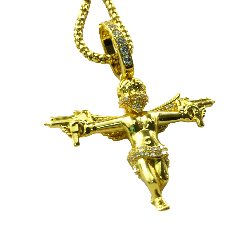 Collana a sospensione a doppia pistola Uzi