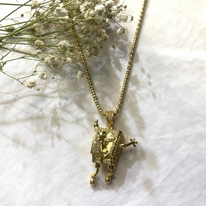 Collana Hip Hip Hop Zircon SpongeBob intarsiato