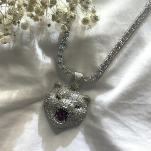 Ciondolo tigre a ciondolo zirconi intarsiato hip-hop