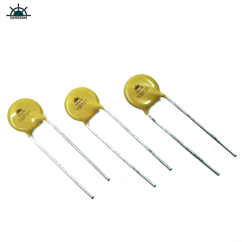 Porcellana Fornitore del resistore ODM ODM Silicio giallo 10D121 Diametro Diametro 10mm Varistore di ossido di metallo per la luce a LED