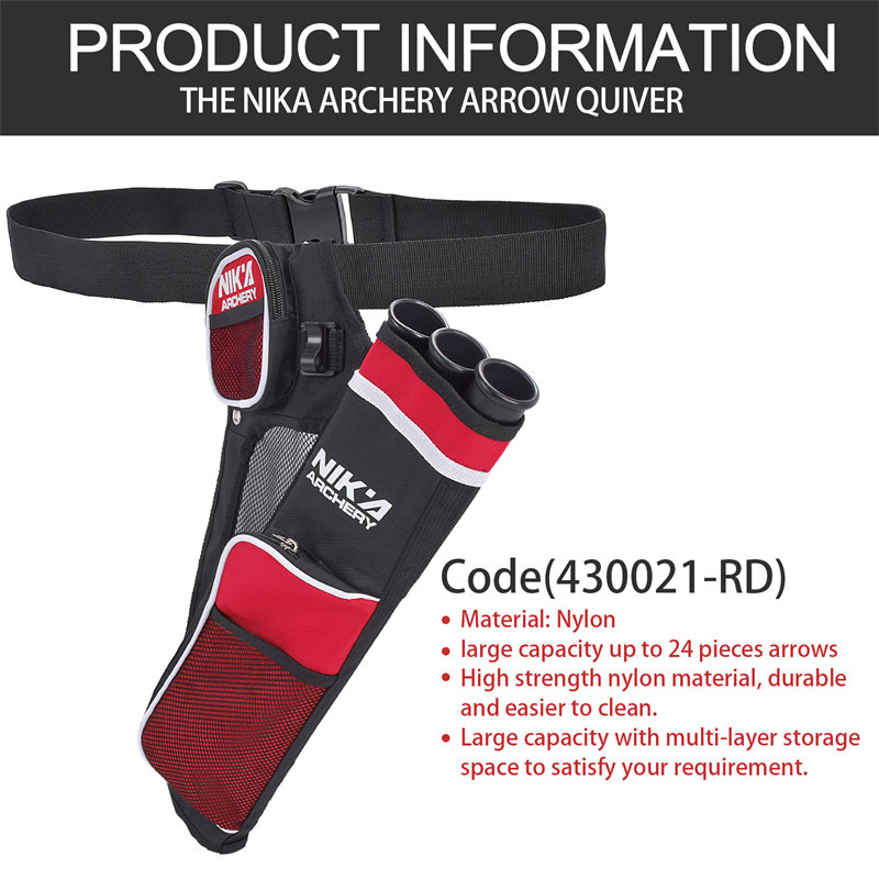 Nika tiro con l'arco 430021 Rh Red Color 3 Tube Hip Hip Hiver Hunting Training Training Airy Arrow Holder Holder Bow Belt Cinturino in vita Hanged bersaglio
