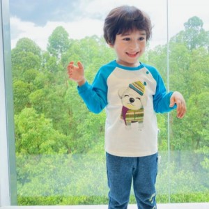 Pantaloni in cotone lavorato a maglia a maniche lunghe