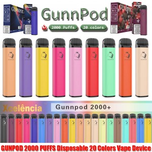 Gunnpod 2000 sbuffi pre-riempiti vape usa e getta vape 1250mAh batteria e sigaretta Deivce 18350 8ml vaporizzatore kit di avviamento vaporizzatore vs elfo bar 20 flavs penna pod box giunpod