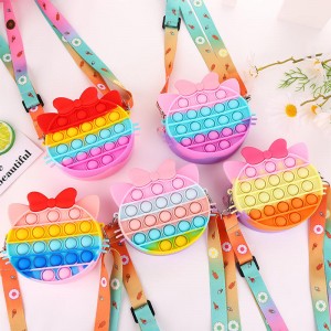 Borse a tracolla giocattolo vibring bolle, borse in silicone pop bolle borse