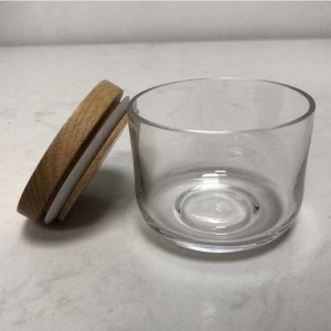 Clear Glass Food Storage Canister Canister Jar Collection con coperchio in legno aderente con aria