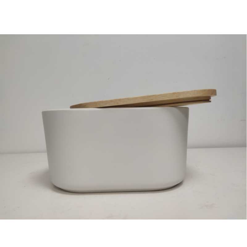 All'ingrosso lungo con coperchio in legno scatola di stoccaggio in gres in ceramica