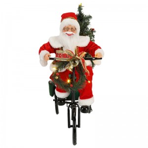 45 cm Babbo Natale seduto sul triciclo illuminazione decorazione di Natale figurine collezione tessuto festival festival personalizzato oggetto