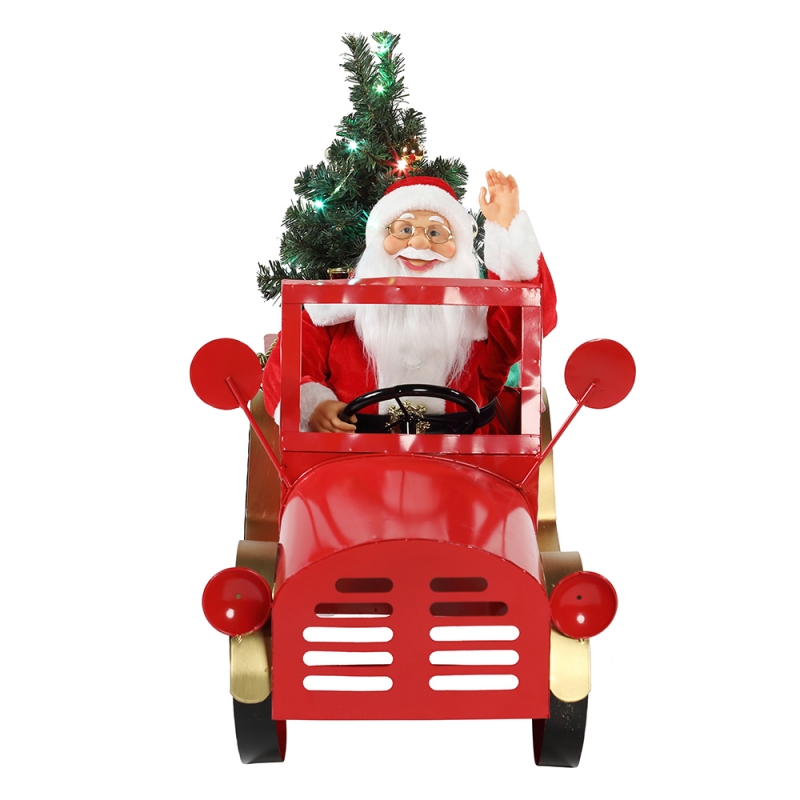 160 cm Musical animato santa claus seduto su camion decorazione ornamentinatalizi decorazione figurina figurina adattatore CA