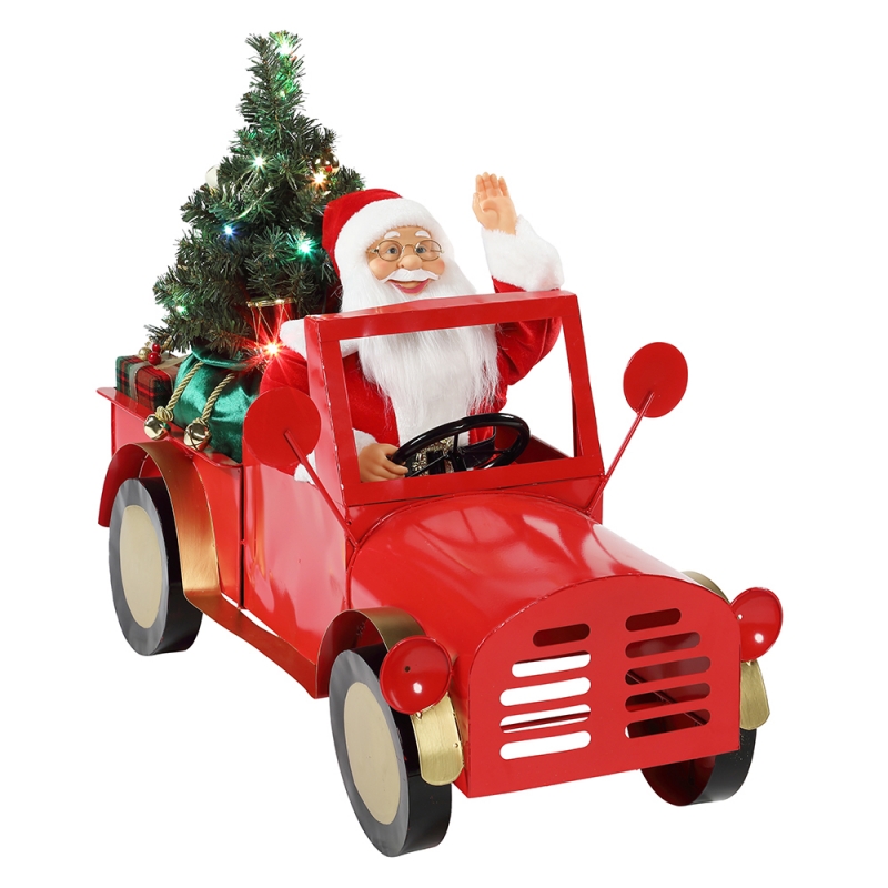 160 cm Musical animato santa claus seduto su camion decorazione ornamentinatalizi decorazione figurina figurina adattatore CA