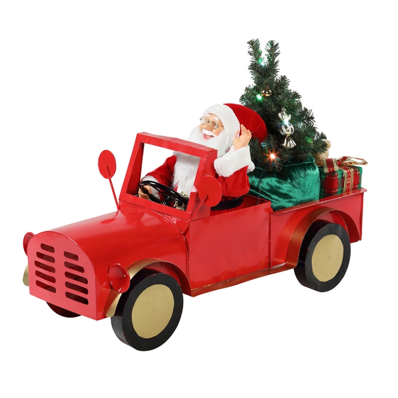 160 cm Musical animato santa claus seduto su camion decorazione ornamentinatalizi decorazione figurina figurina adattatore CA