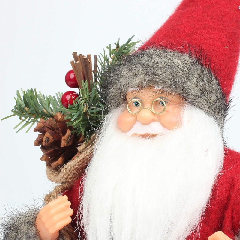 14inch in piedi Red Babbo Natale ornamento decorazione figurina con lampada a olio e pigna in borsa festival di festa di Natale