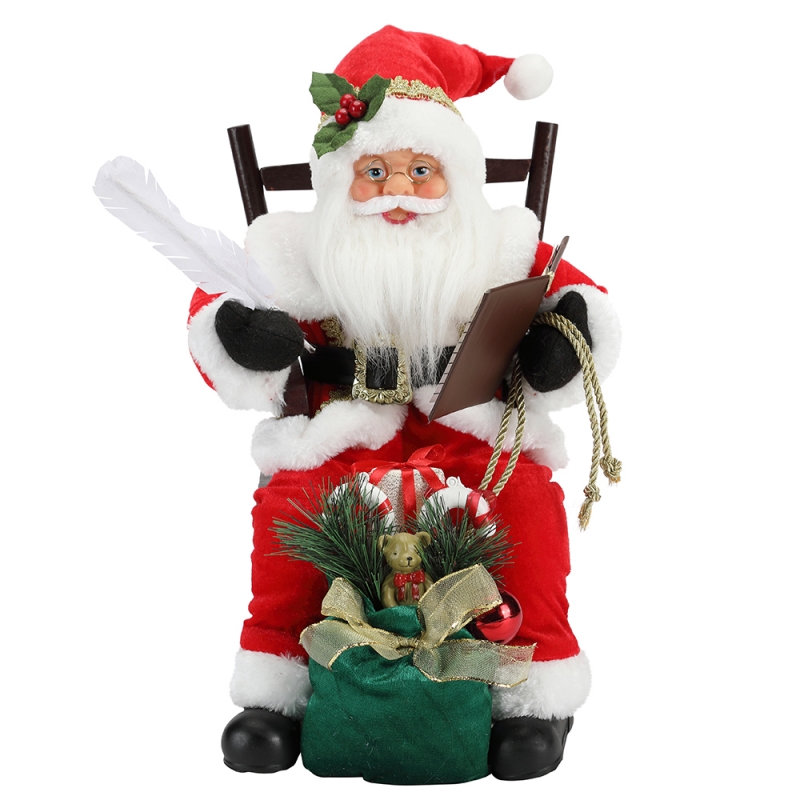 45cm Babbo Natale seduto sulla sedia che scrive e lettura book decorazione figurine collezione tessuto festival festival personalizzato oggetto