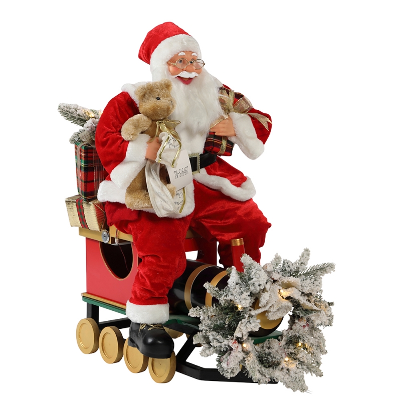 60/90cm Treno di Natale Babbo Natale con illuminazione ornamento decorazione festival figura figurina collezione tradizionalenatale